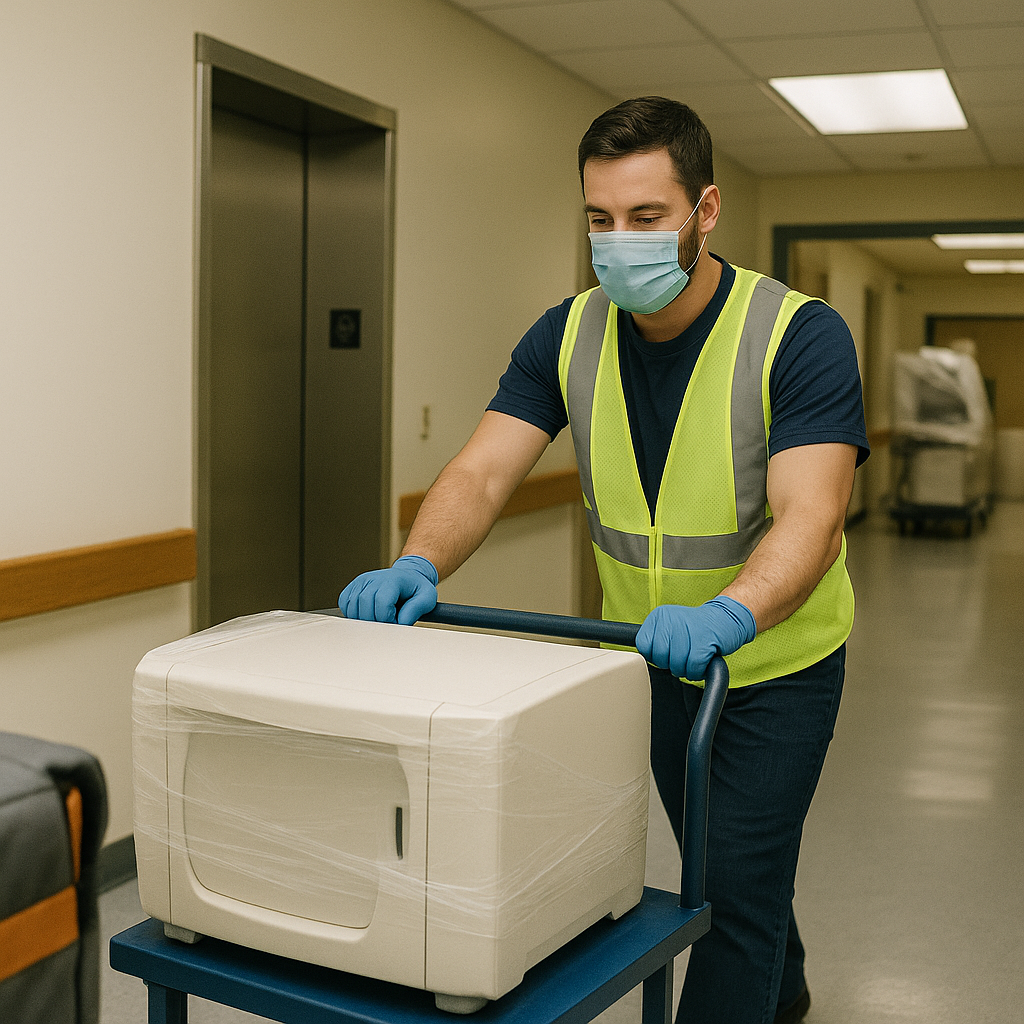photo of moving medical equipment
